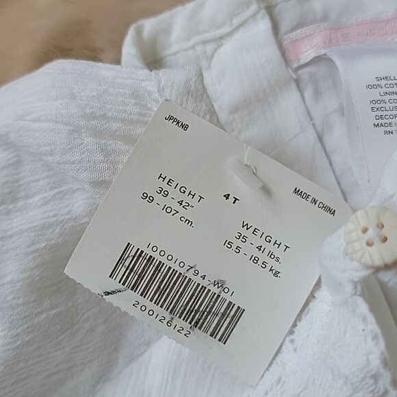 JANIE AND JACK WHITE PEASANT TOP, SIZE 4 - NEW! - Picture 7 of 8